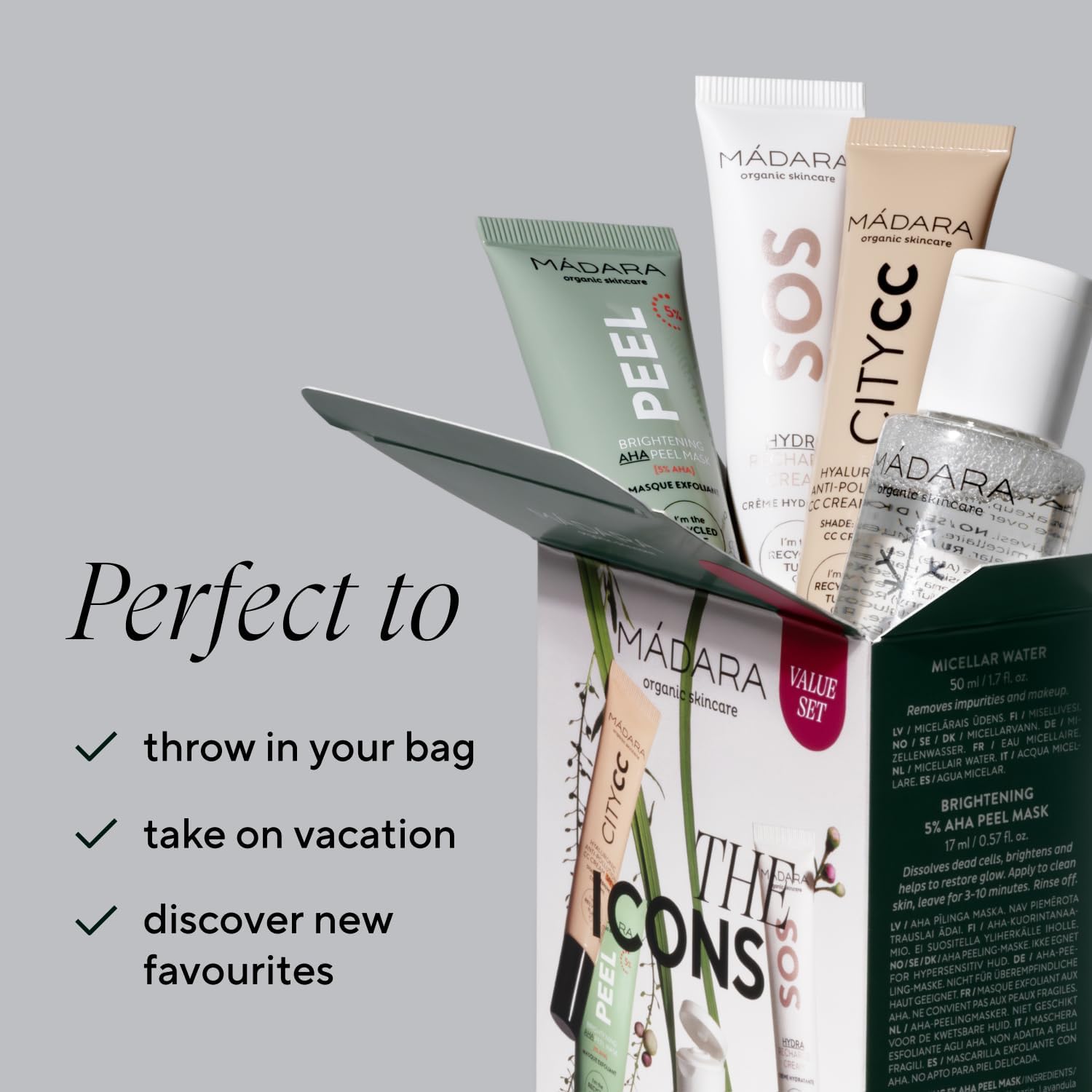 Detalle de MÁDARA Organic Skincare | The Icons with City CC LIGHT Gift Set – LIGHT