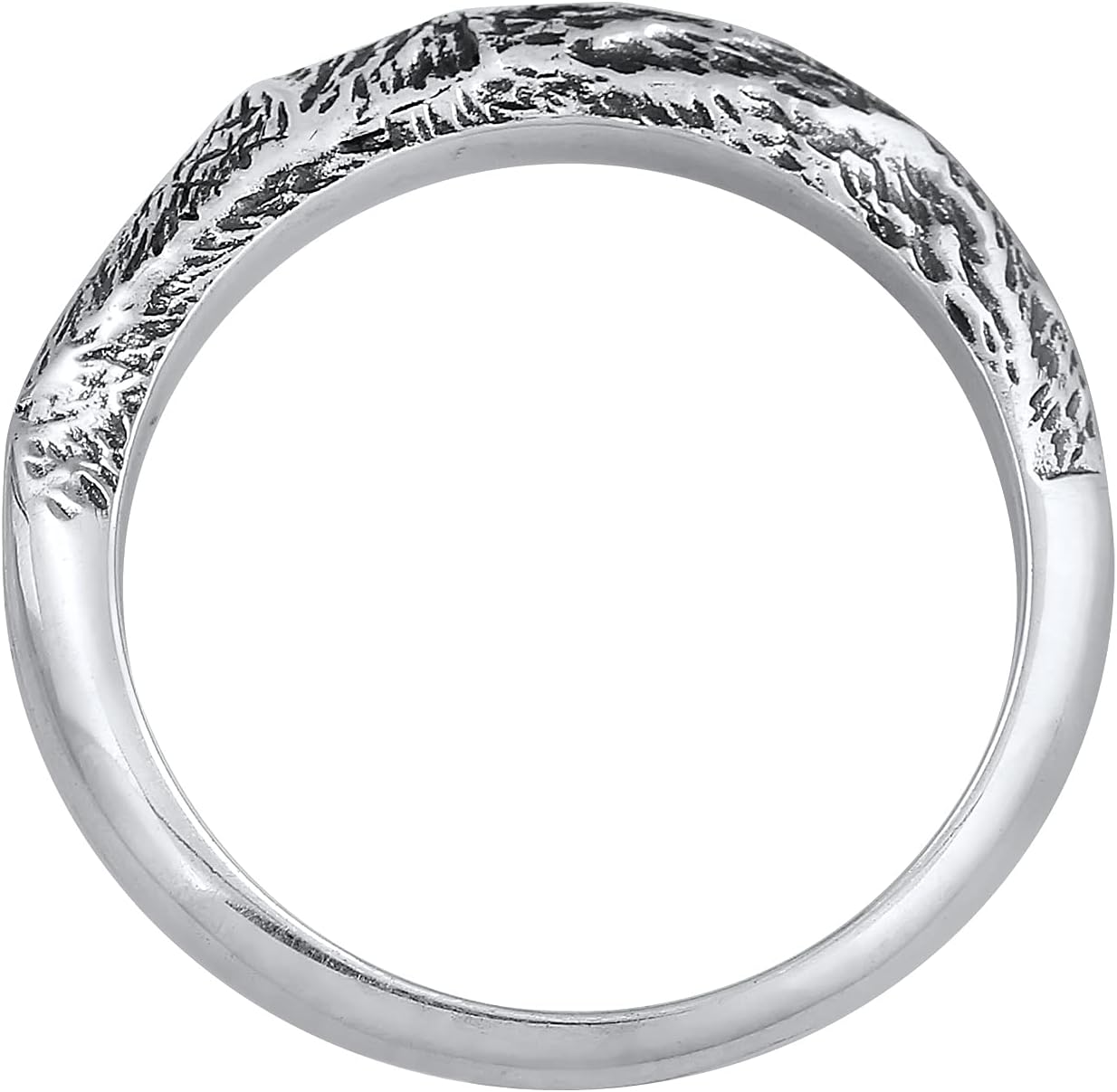 Thumbnail 2 de Kuzzoi Herrenring aus massivem 925 Sterling Silber (3 mm) im gehämmerten Design, Ringgröße 60–66
