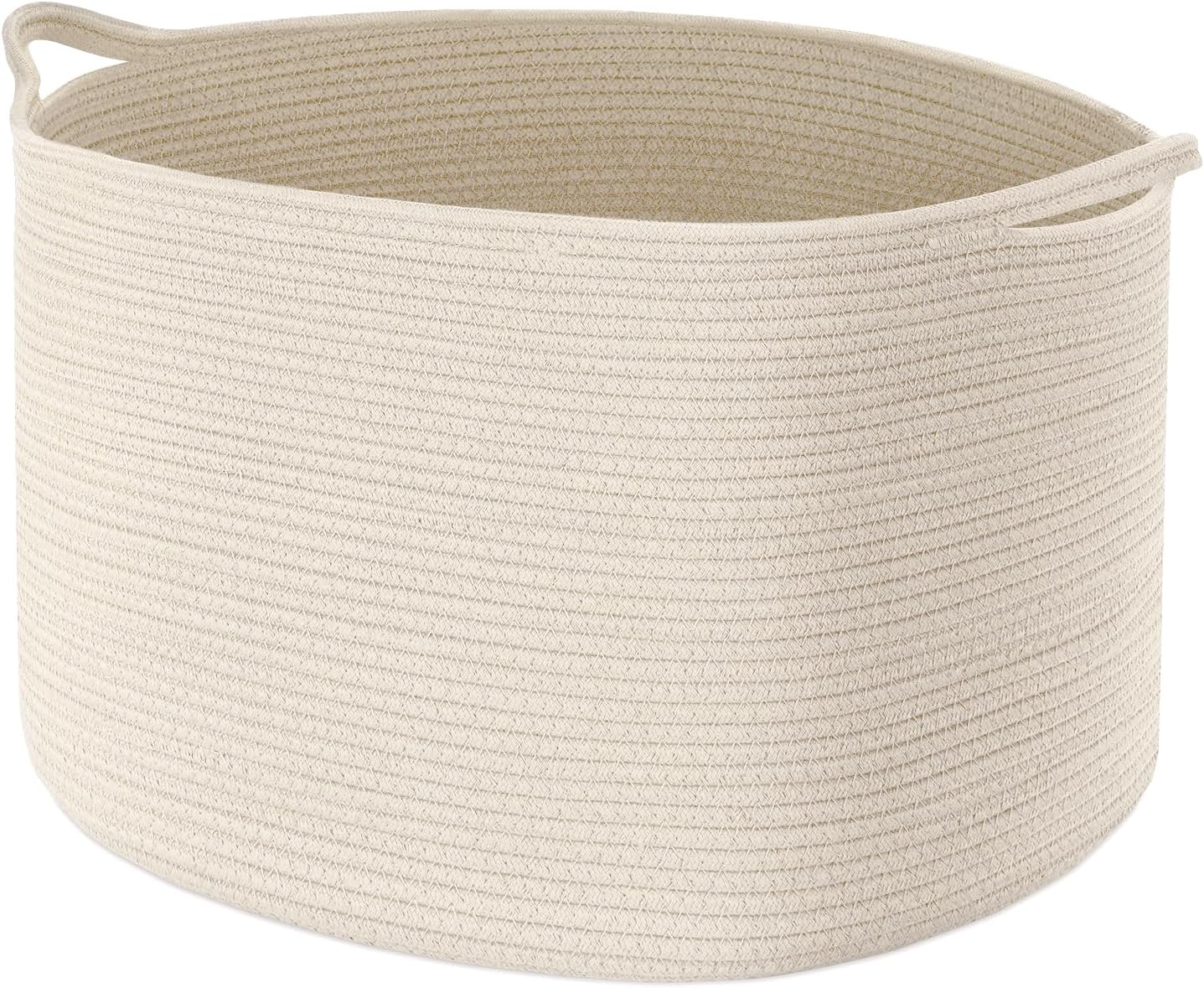 Thumbnail 3 de Maliton Laundry Basket (Large, 55x35cm, 68L) Foldable Rope Woven Hamper in White & Grey