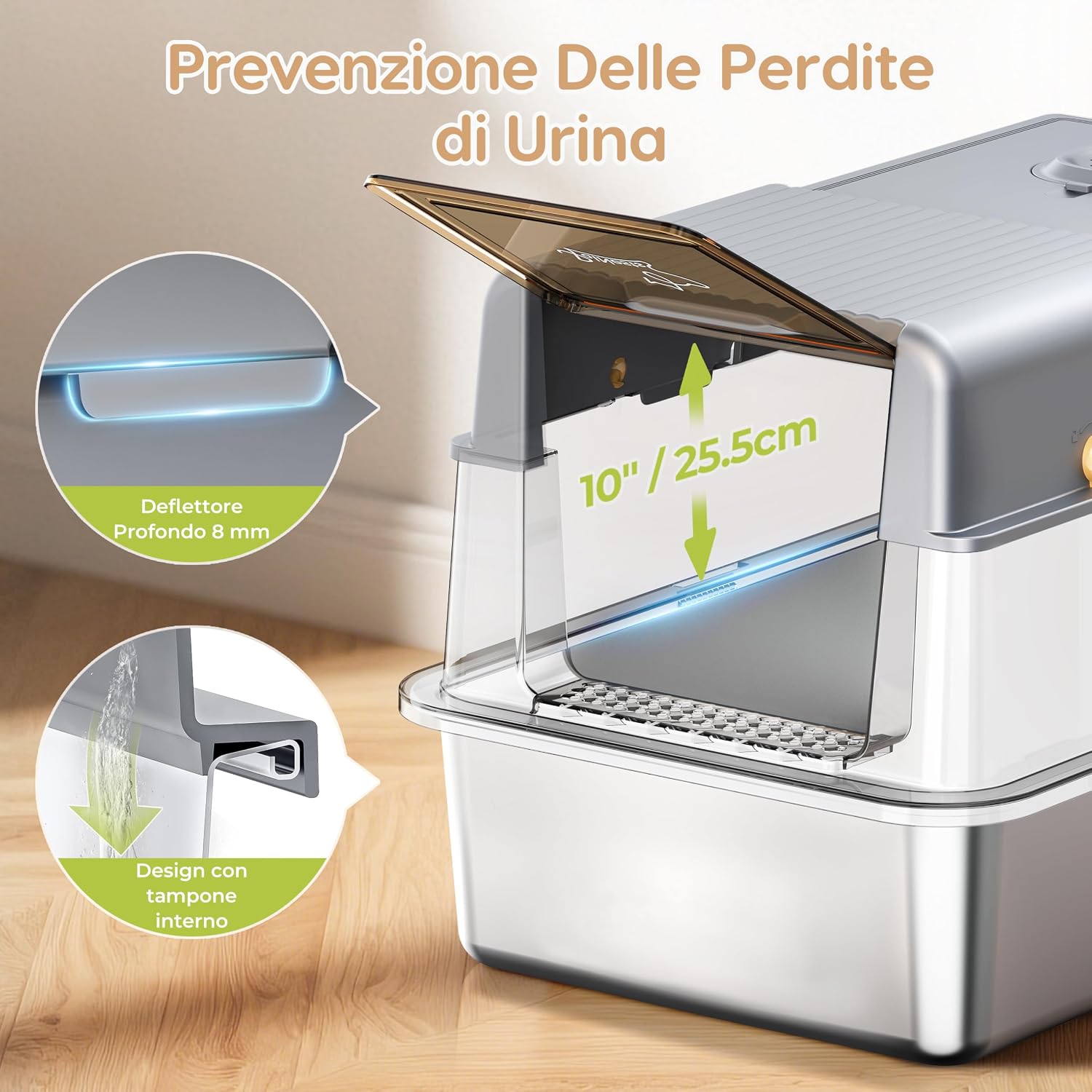 Detalle de PalNests lettiera per gatti XXL in acciaio inox 105°