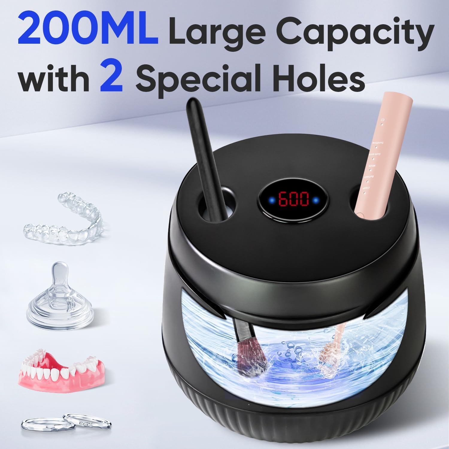 Detalle 2 de MySmile MS100 ultraljudsrengörare för bettskenor, 45 kHz och 200 ml