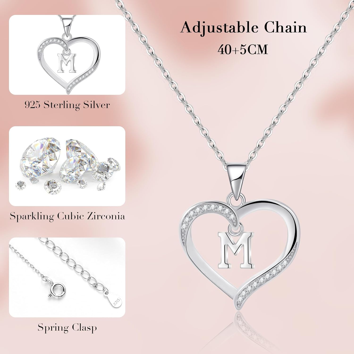 Thumbnail 3 de Cosie Lily Muttertagsgeschenke Halskette Damen 925er Silber Herz Anhänger mit Initialen