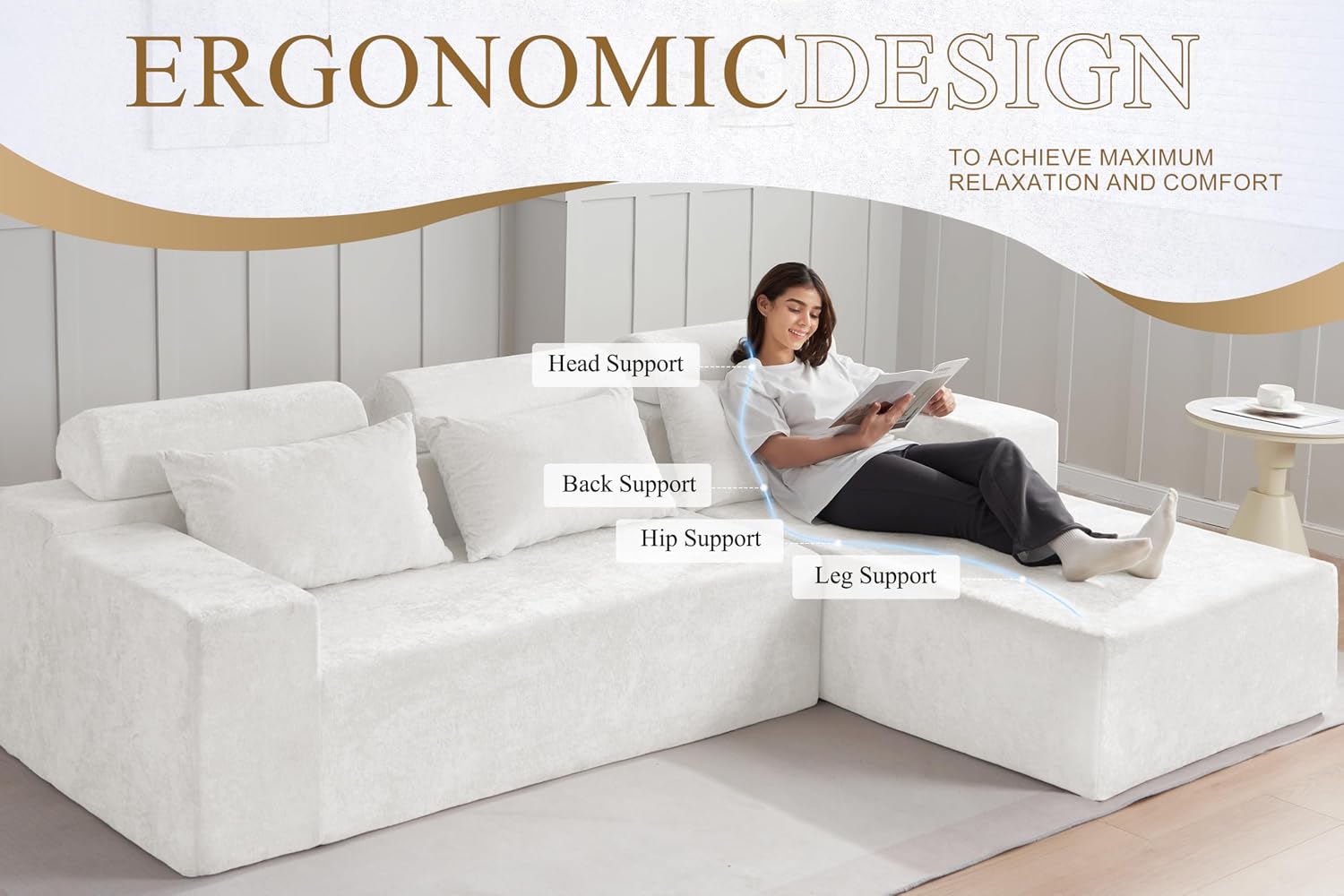 Thumbnail 6 de HABUTWAY L-Shaped Sectional Sofa 105-inch