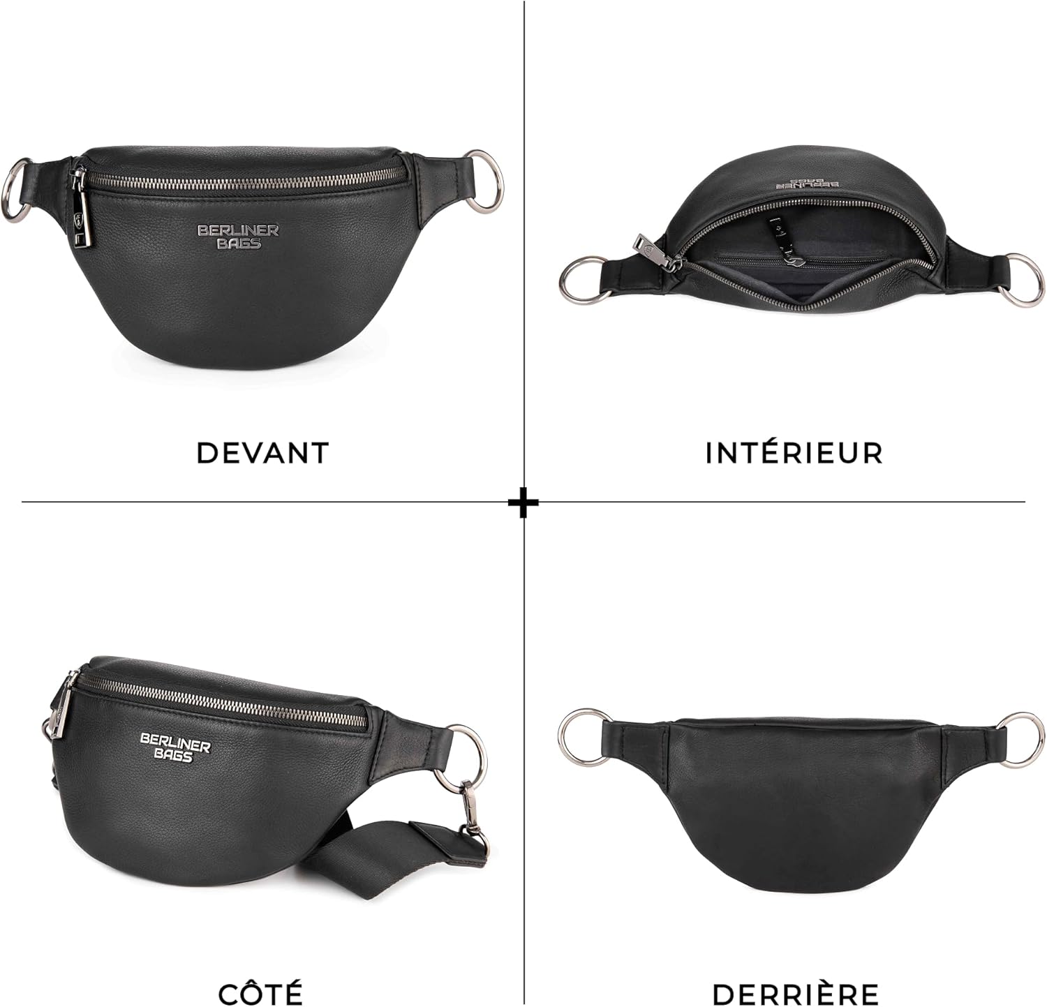 Thumbnail 5 de Berliner Bags Mona banane en cuir avec sangle réglable – noir