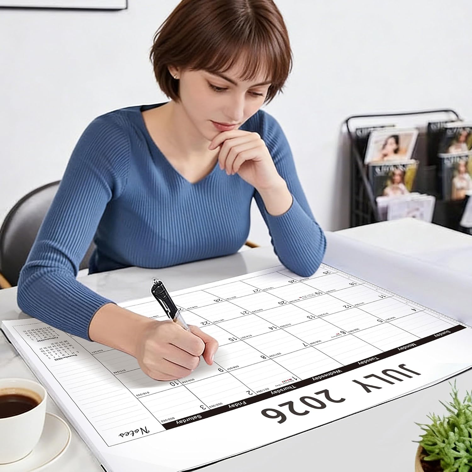 Thumbnail 1 de FZD Desk Calendar 2026–2027, 22 x 17 in Paper Calendar with Plastic Cover