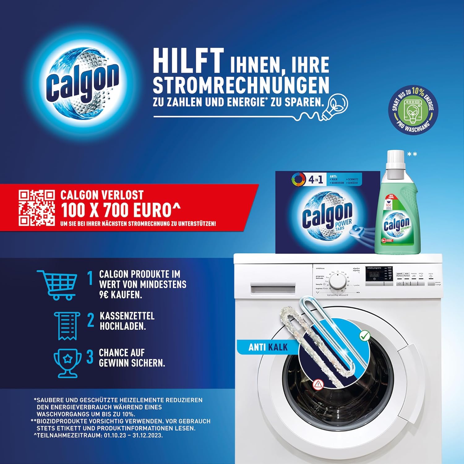 Detalle 2 de Calgon 4-in-1 Power Gel – Schutz vor Kalk, Schmutz, Gerüchen und Korrosion für die Waschmaschine (2,15 l)