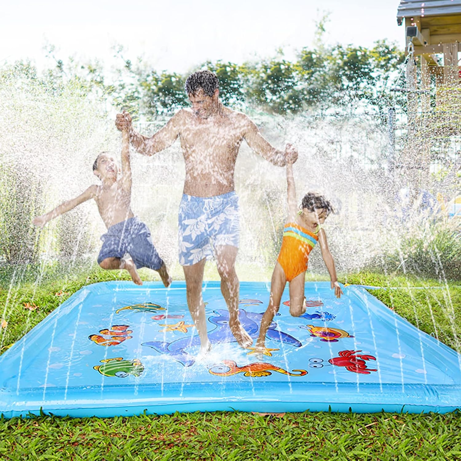 Thumbnail 5 de Growsland Splash Pad for Toddlers: 67" Outdoor Sprinkler Splash Mat for Backyard Fun