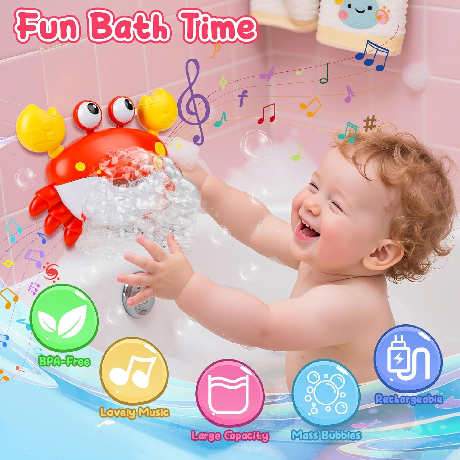 Thumbnail 1 de JoiTale Baby Bath Toys rechargeable bubble crab