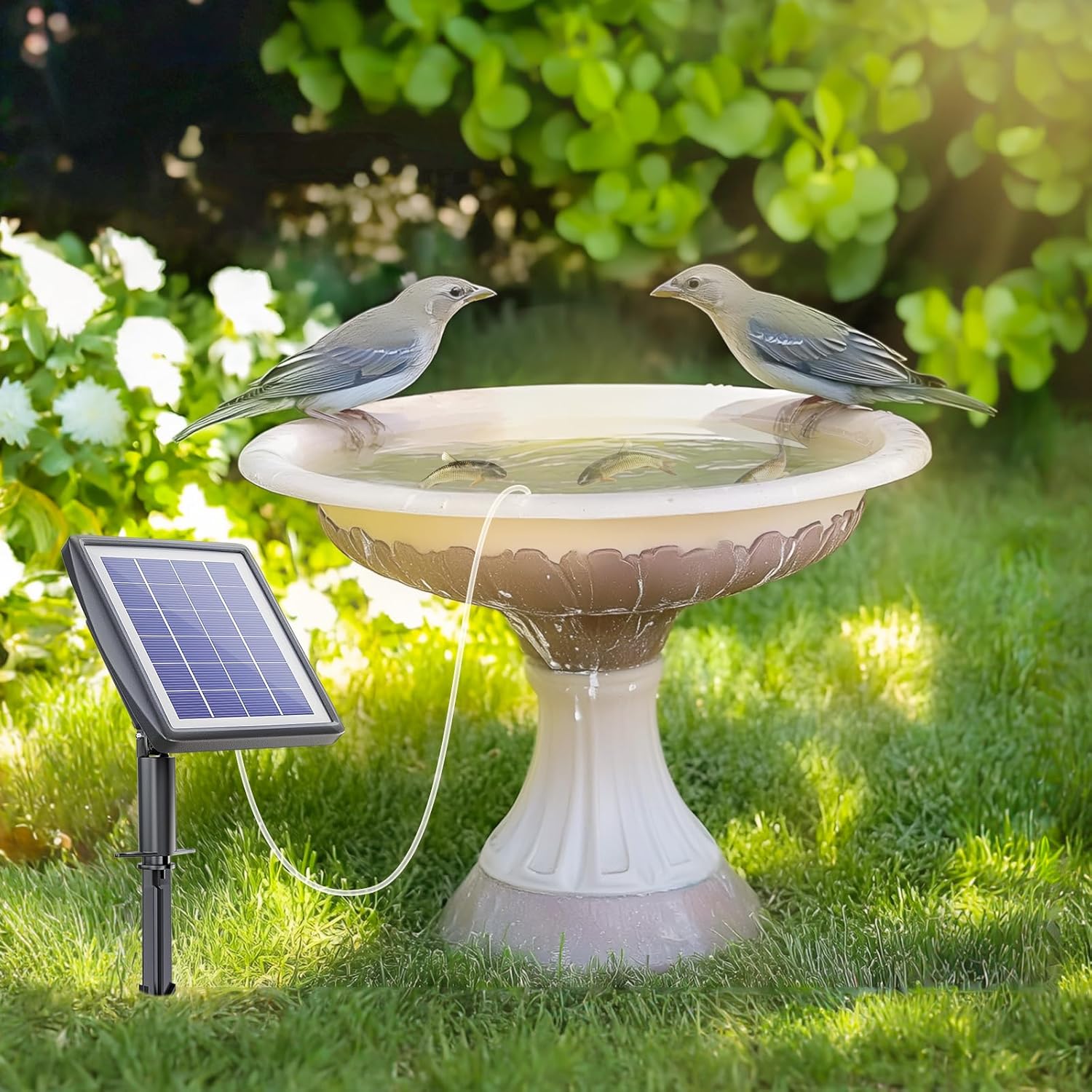 Thumbnail 3 de PChero Solar Oxygenator Air Pump for Pond (2200mAh) with Solar Panel & Bubble Stones
