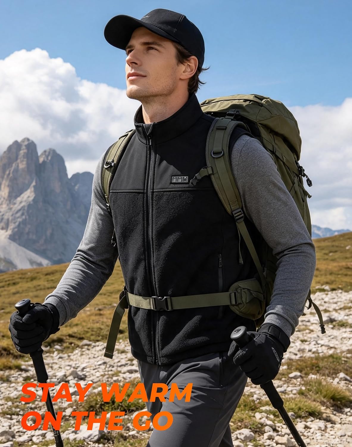 Detalle de CKARTIC Men's Heated Vest, 15 Heating Zones, 3 Heat Levels, Battery Included