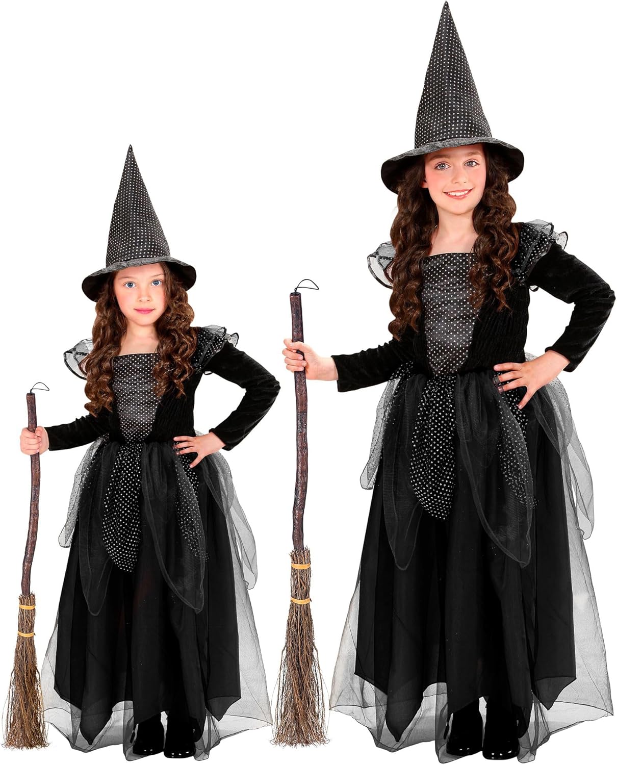 Thumbnail 5 de W WIDMANN MILANO Party Fashion Kinderkostüm Hexe – bodenlanges Kleid mit Hexenhut, Größe 140 cm