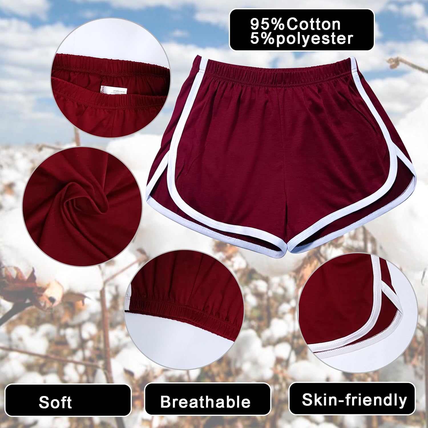 Thumbnail 3 de Cameway 4 Pack Women's Cotton Yoga Shorts