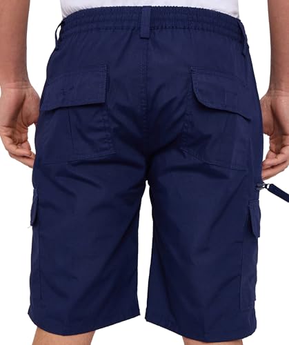 Detalle de LABEL APPAREL Mens Cargo Combat Shorts in Navy, Regular Fit, 6XL