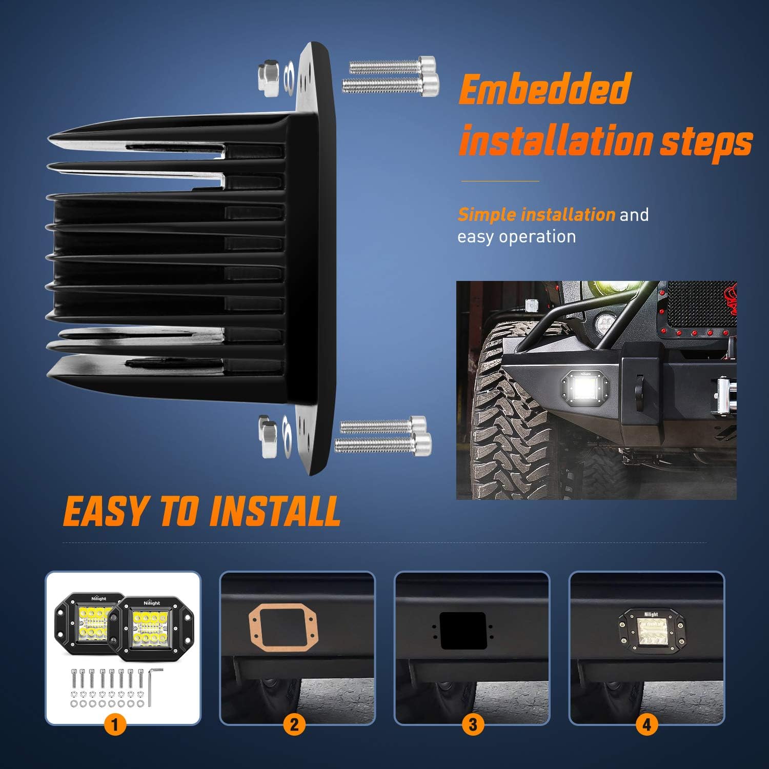 Thumbnail 3 de Nilight 42W LED pods for spot and flood