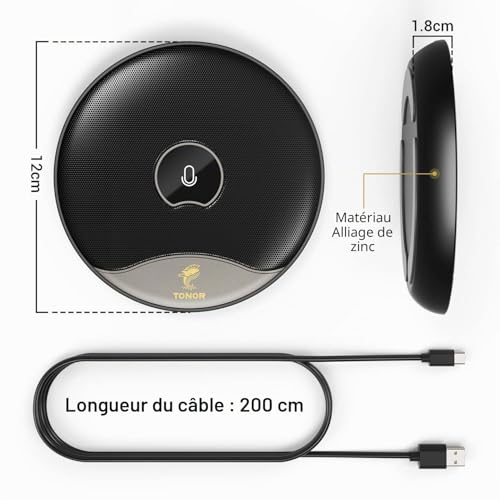 Thumbnail 6 de TONOR TM20 – Microphone USB de conférence omnidirectionnel avec bouton muet