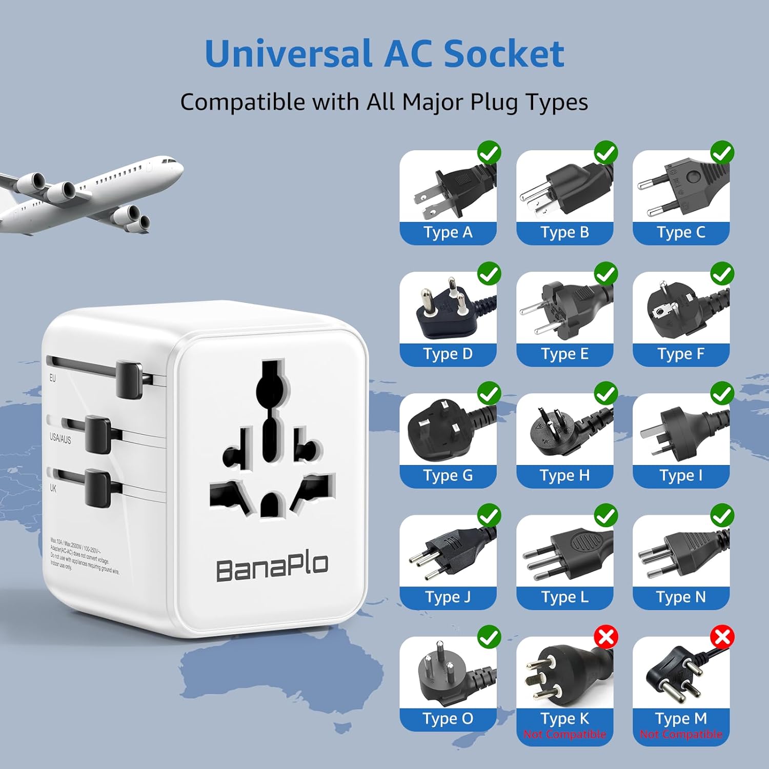 Thumbnail 2 de Banaplo Universal Travel Adapter 4 USB Ports