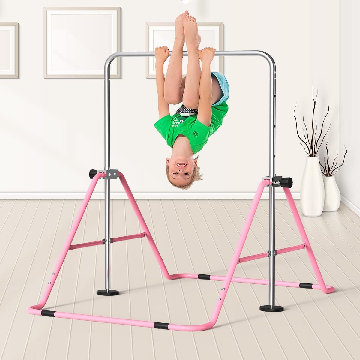 Detalle 2 de FBSPORT Gymnastics Bar for Kids (foldable, adjustable height horizontal bar) – supports 140lbs