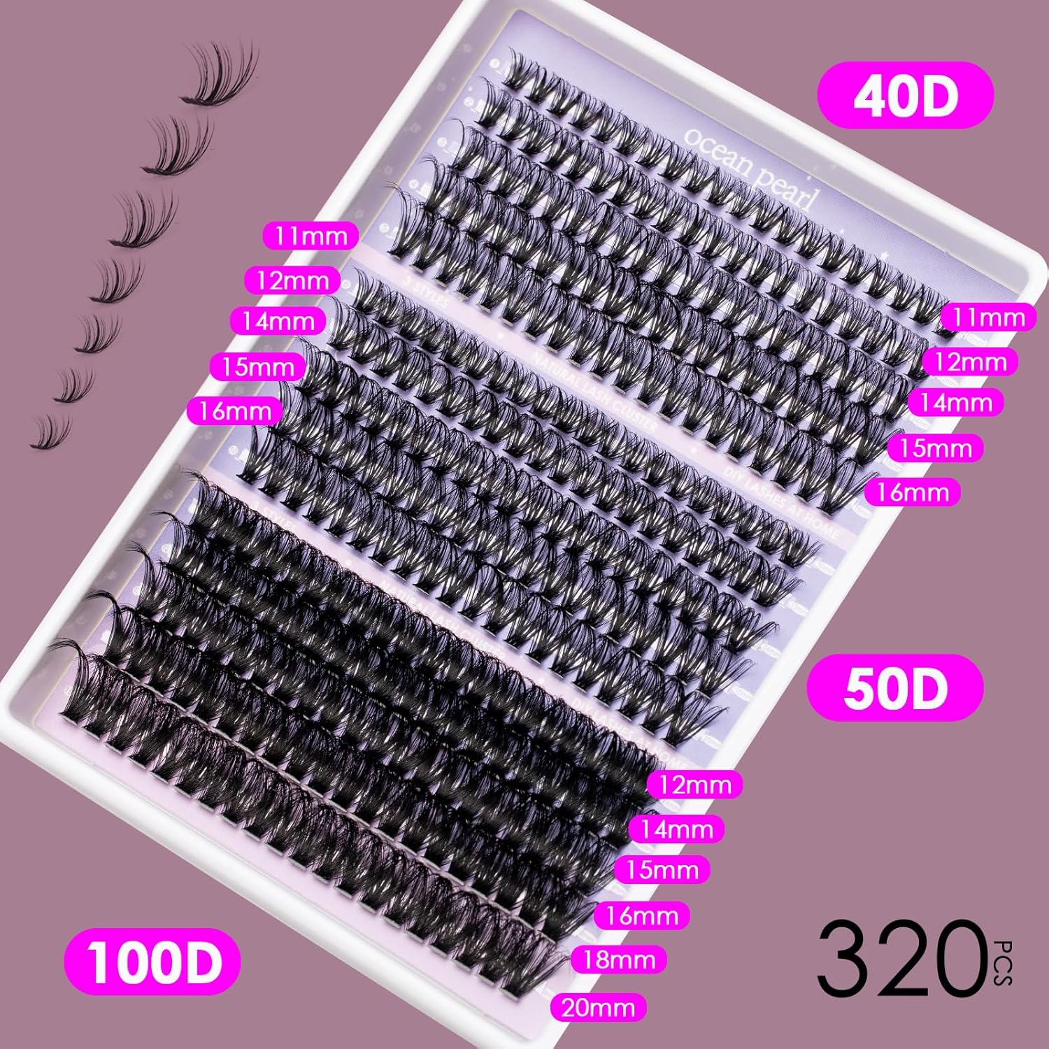 Thumbnail 3 de Ocean Pearl Lash Clusters 320pcs 11–20mm lashes