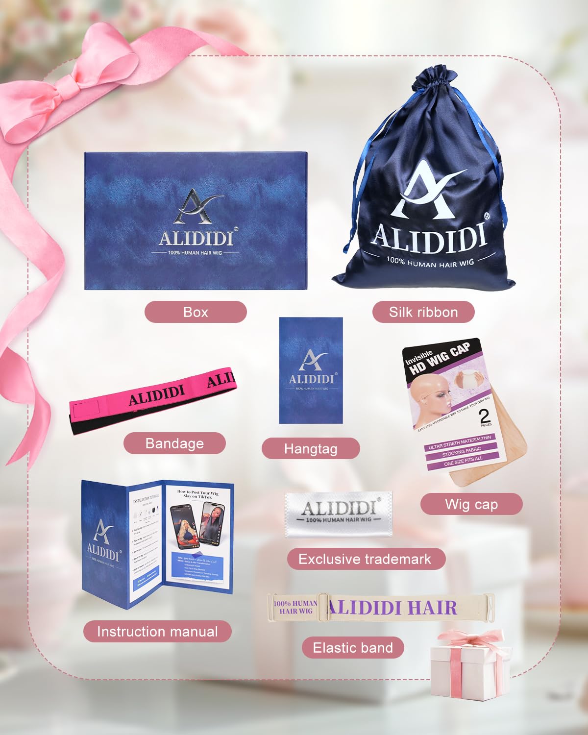 Detalle 2 de Alididi Ash Blonde Human Hair Wig (200% Density) 13x6 Body Wave HD Lace Front, Milk Tea Ash Blonde, 30 inch