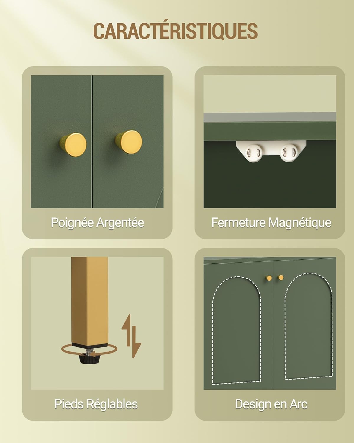 Detalle de Hzuaneri Meuble de Salle de Bain – Armoire et rangement vert forêt, 2 portes