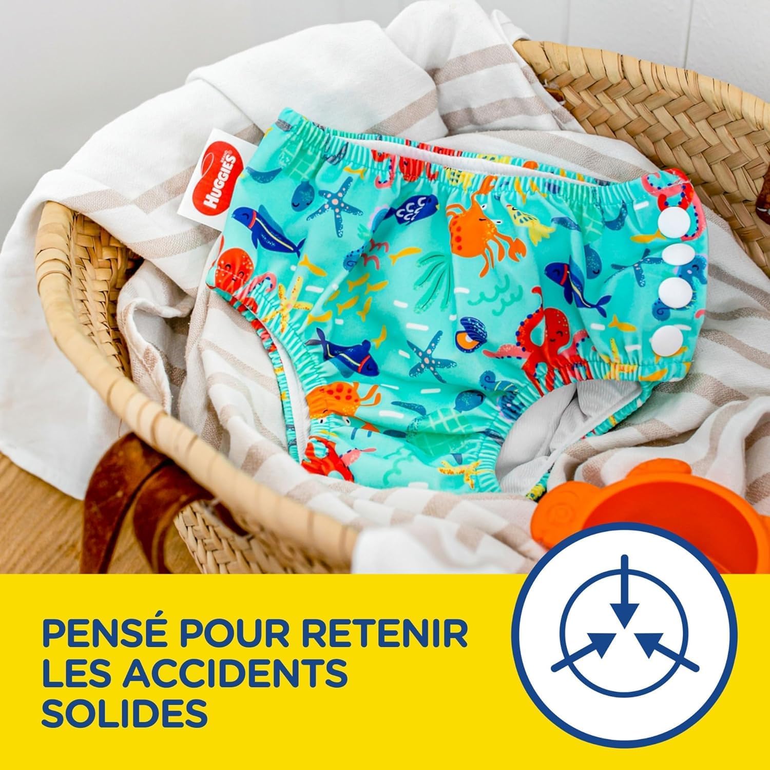Detalle de HUGGIES Little Swimmers – Couches de bain réutilisables taille L (13 kg et +), 1 culotte, protection anti-fuite