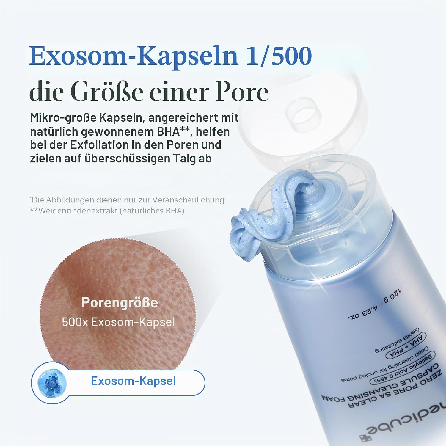 Detalle de Medicube Zero Pore Clear Blue Capsule Cleanser – Sanfter Schaumsreiniger mit AHA, BHA & PHA