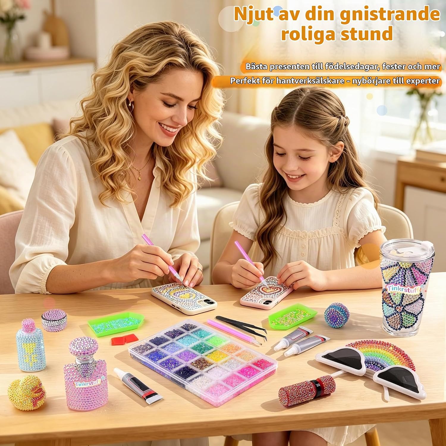 Detalle 2 de WEIZAIJY strasskit med 32 000 stenar, 3 mm, 40 färger och verktyg