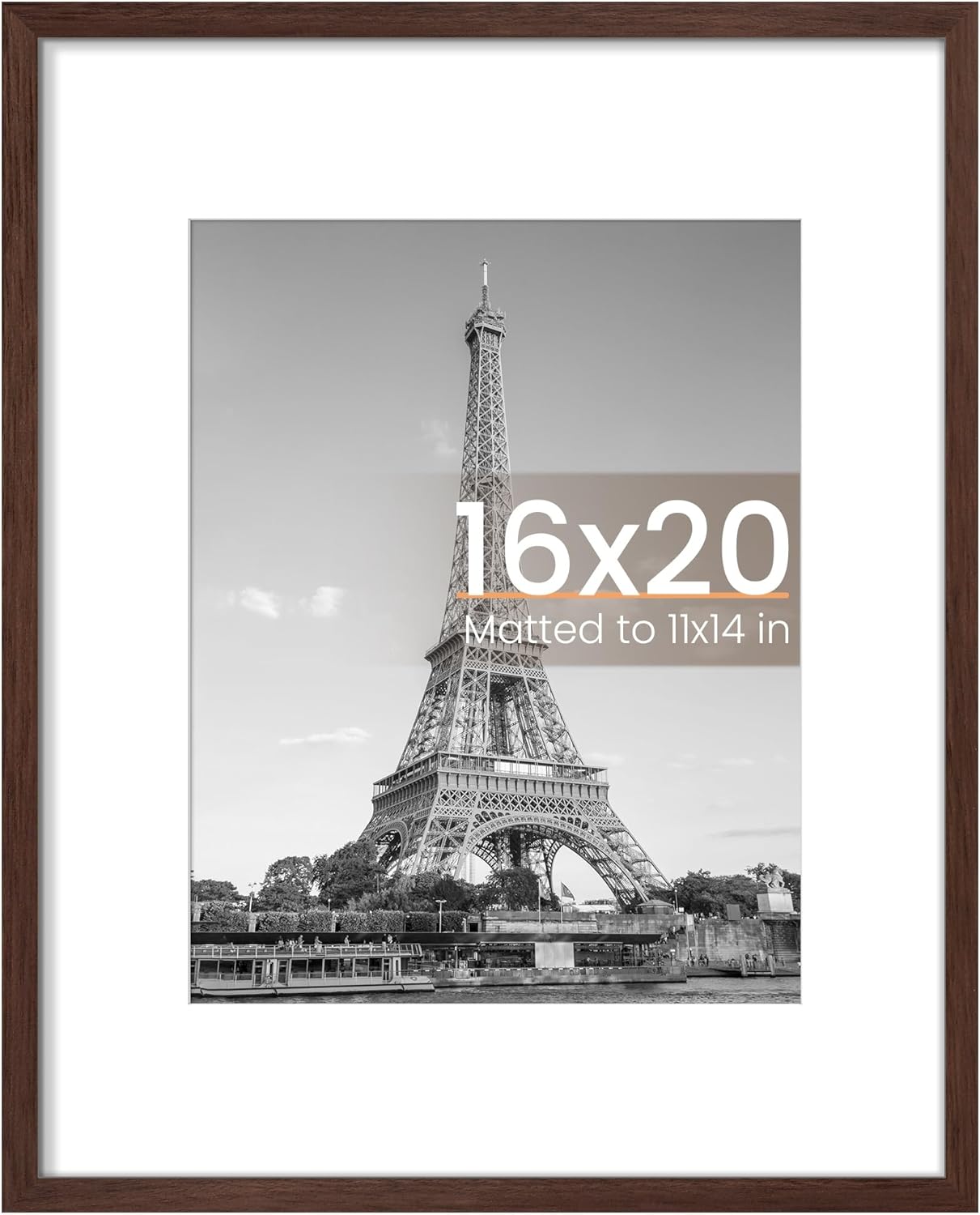 Detalle de upsimples 16x20 Inch Picture Frame with Mat (11x14) or No Mat, Brown