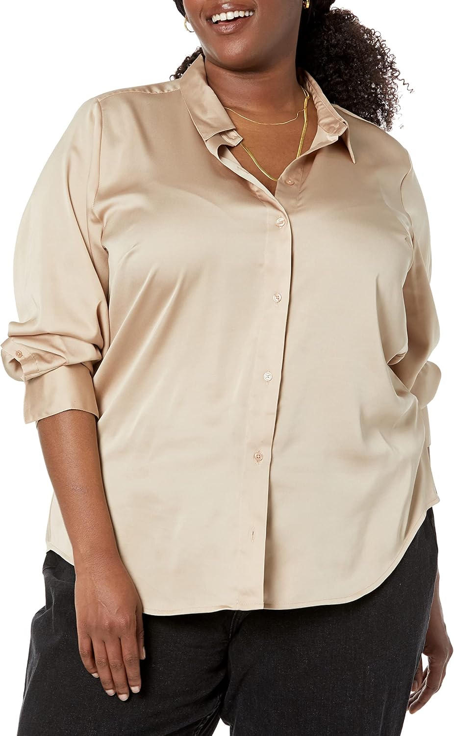 Thumbnail 4 de Amazon Essentials Damen Satinbluse Regular-Fit mit Knopfleiste – In Übergröße erhältlich