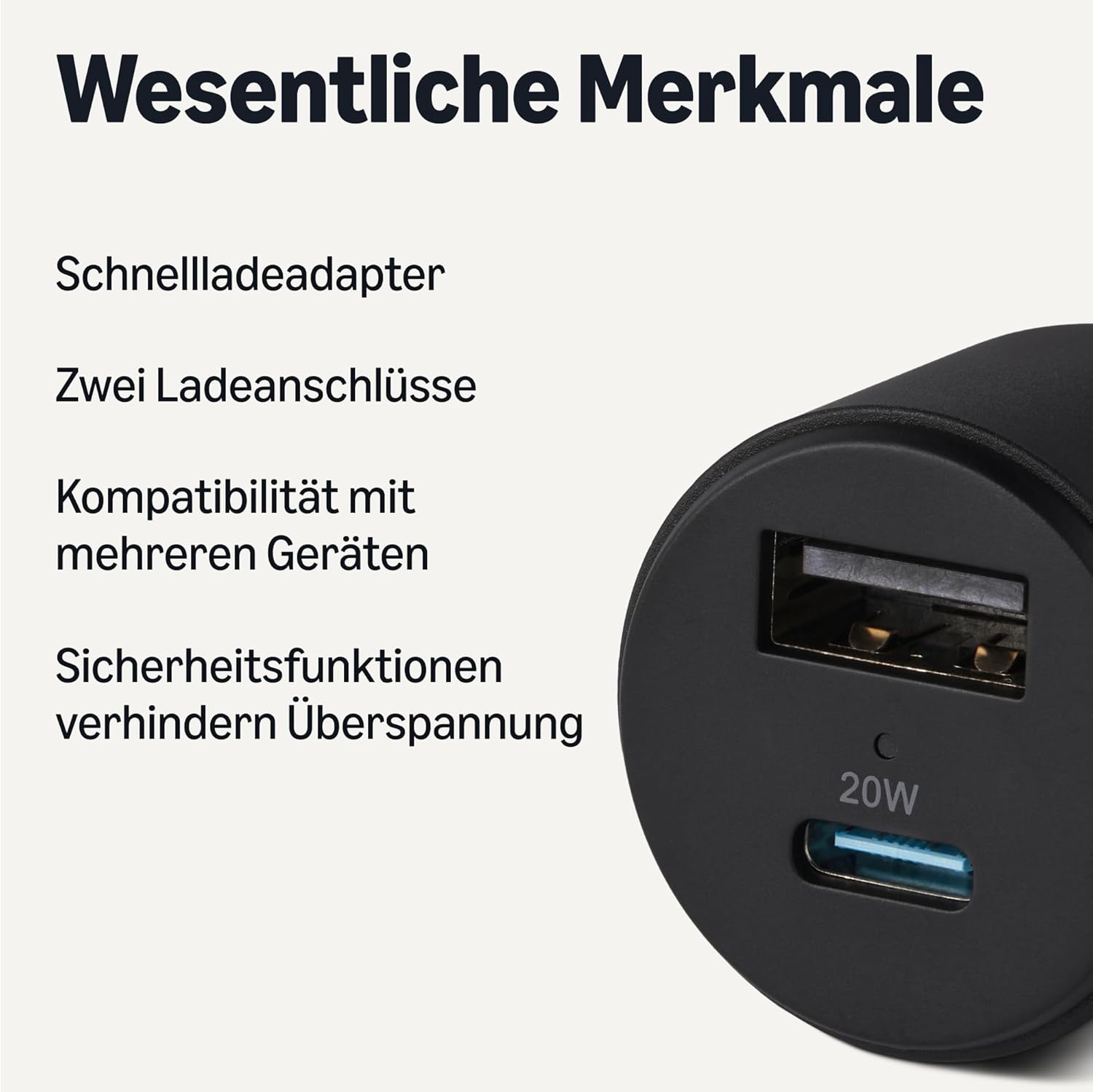 Thumbnail 1 de Amazon Basics Schnelllade-Autoladegerät mit USB‑C & USB‑A, 32 W (schwarz)