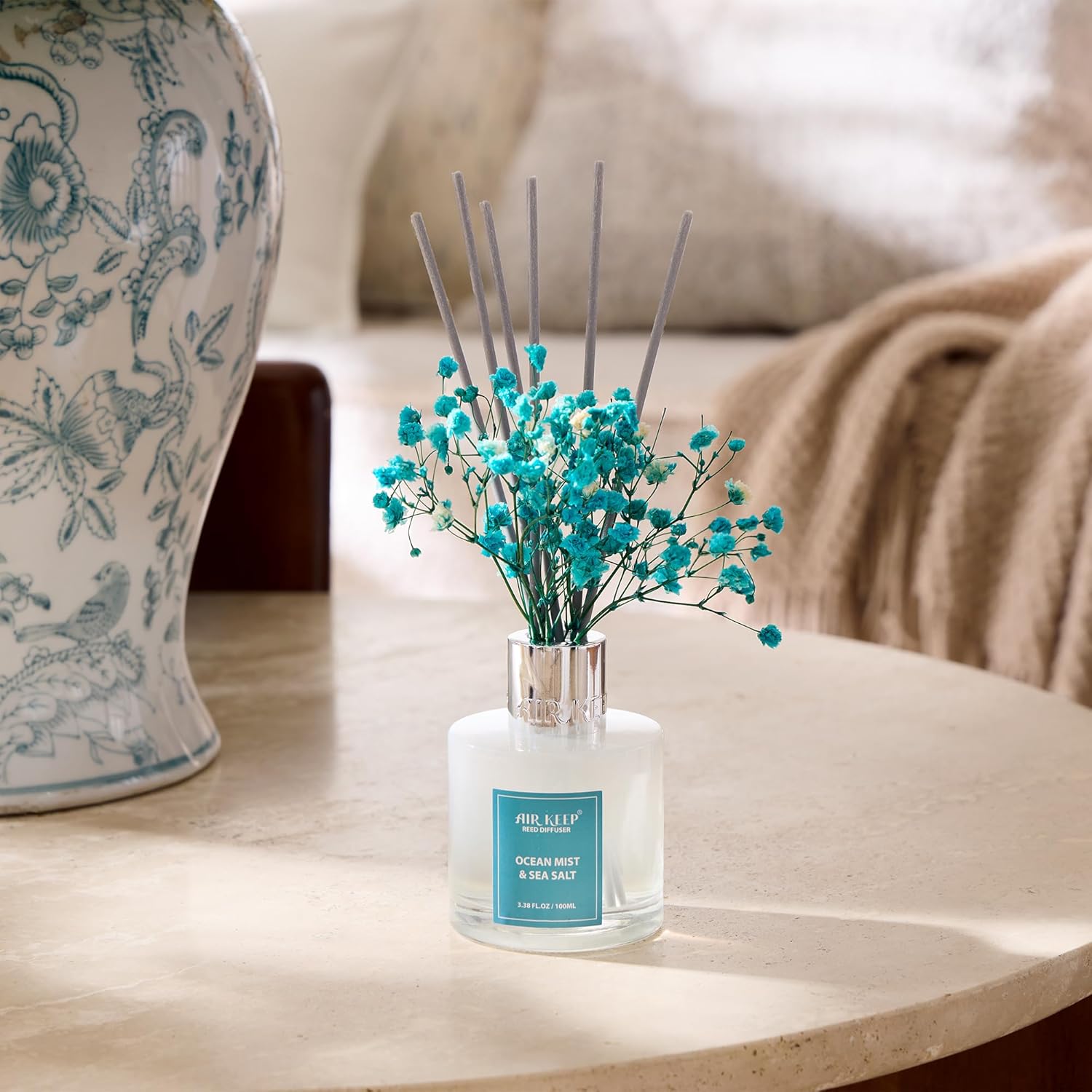 Detalle de Airkeep Diffuseur de Parfum Ocean Mist & Sea Salt – 100 ml, 8 bâtonnets