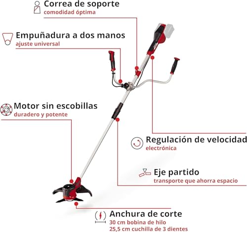 Detalle de Einhell desbrozadora inalámbrica Agillo 36/255 BL PXC (2 x 18 V) sin batería ni cargador