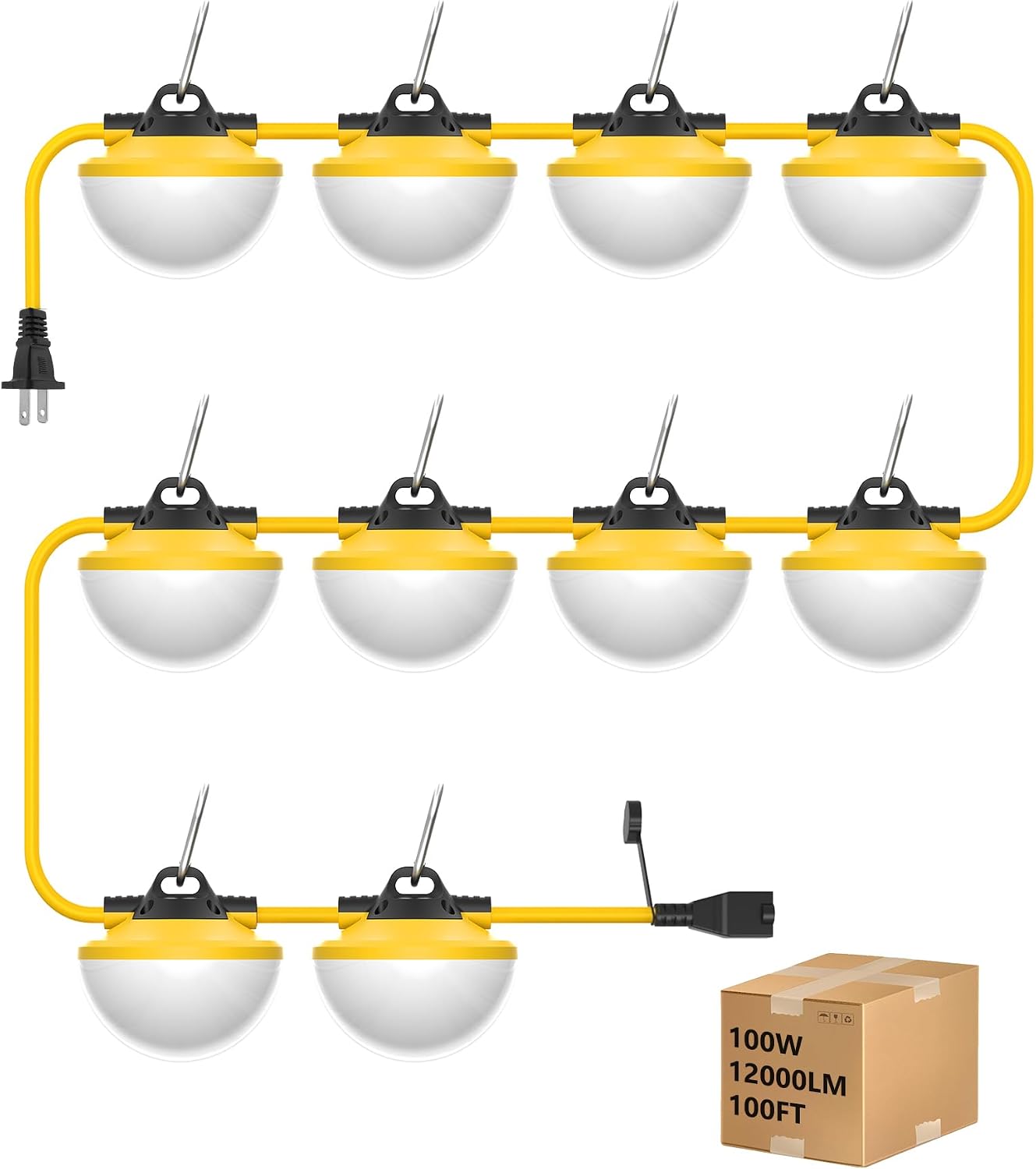 Detalle de G GJIA L2517100 LED Construction String Lights, 100 ft, 12,000 lm, IP65