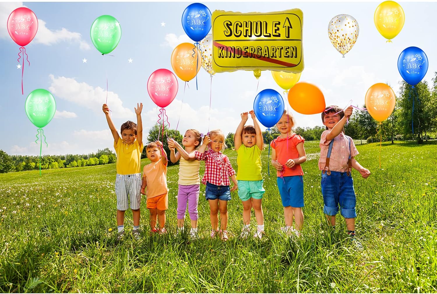 Thumbnail 6 de Einschulung Deko-Set: Alles Gute Zum Schulanfang mit Banner, Girlande und Ballons – inklusive ABC/123 Motiven