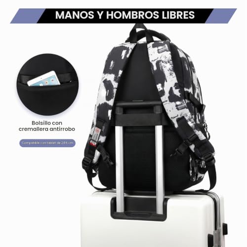 Detalle 2 de Amythe Mochilas Escolares Adolescentes 32 L con Correa para Carro, Negro