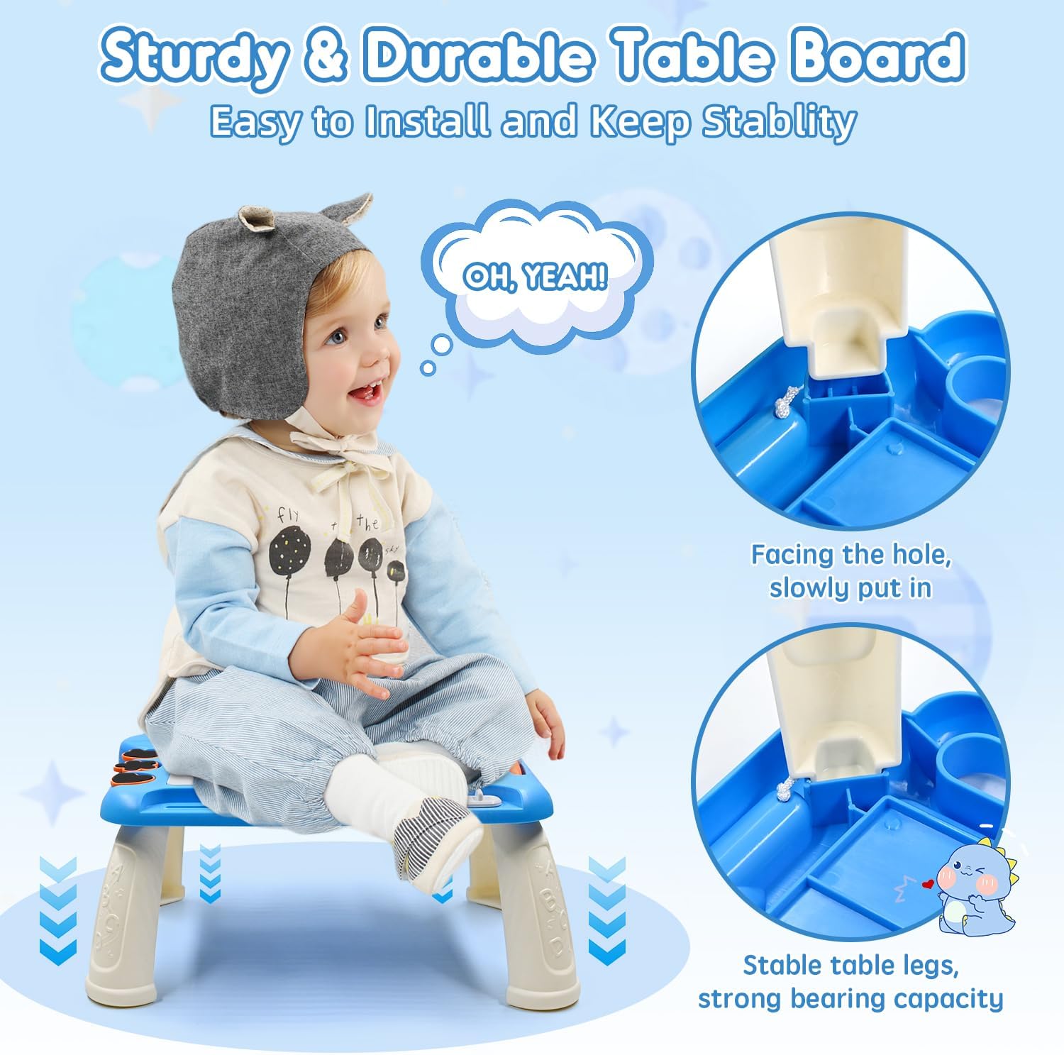 Detalle de AiTuiTui Tablette de dessin enfant avec 4 pieds amovibles et stylo magnétique (bleu) – 3 à 8 ans