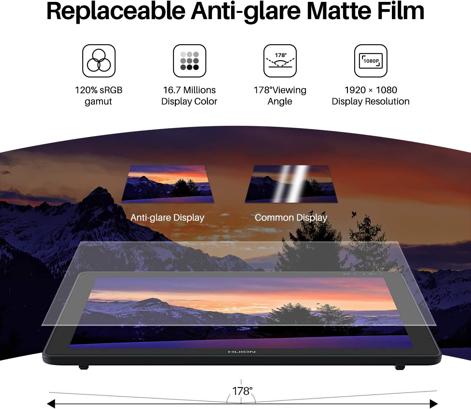 Thumbnail 1 de HUION KAMVAS 22 Graphic Drawing Tablet (21.5-inch) with PW517 battery-free stylus