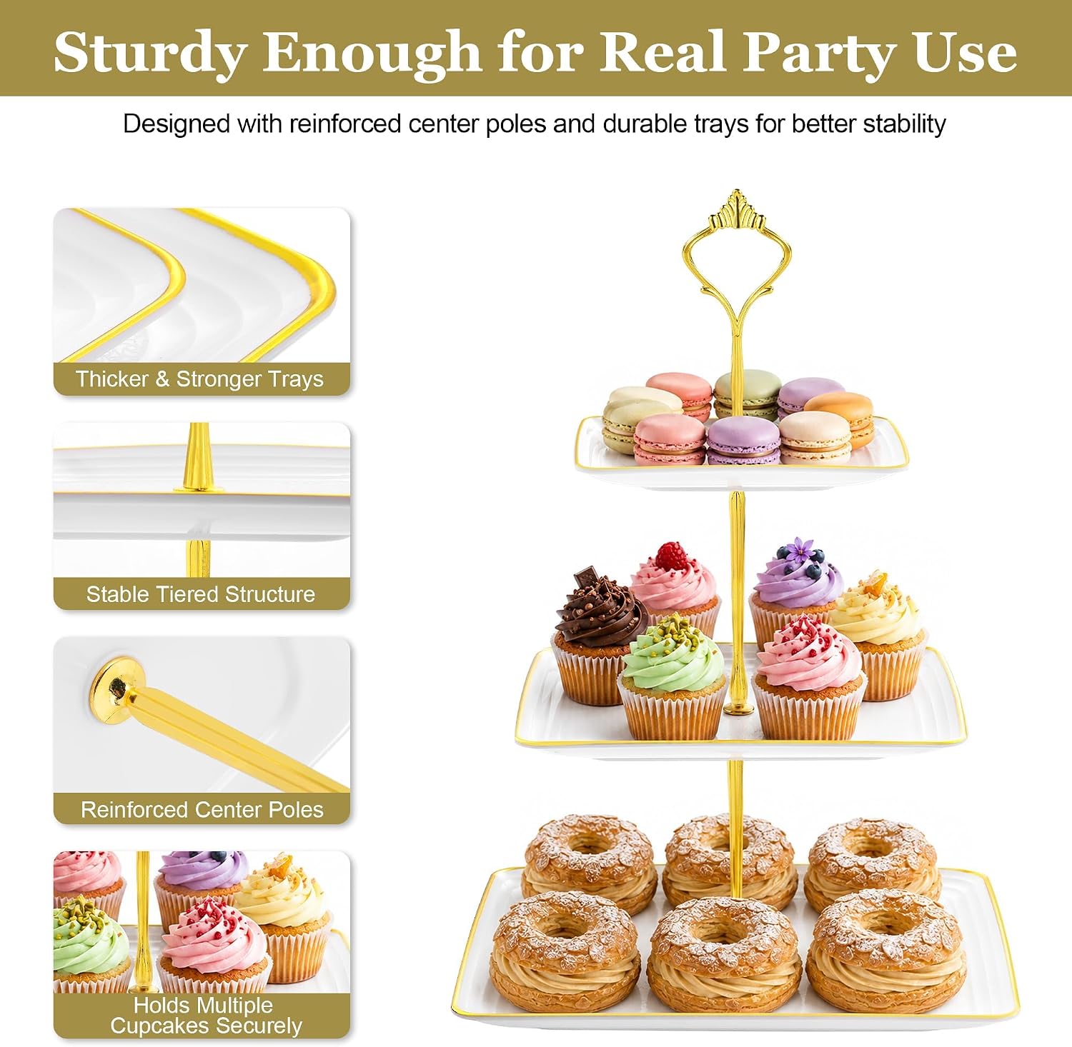 Detalle 2 de Square Dessert Display Set, 3-Tier