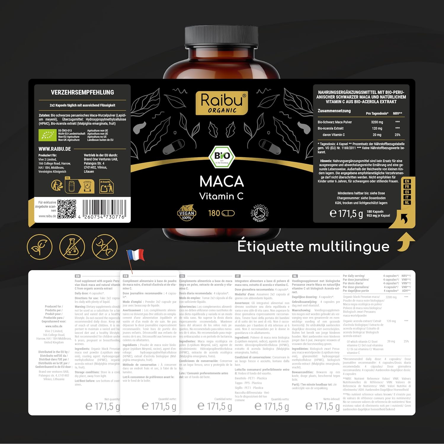 Thumbnail 6 de Maca Noire BIO du Pérou – Haute concentration 12 800 mg par jour, 180 gélules