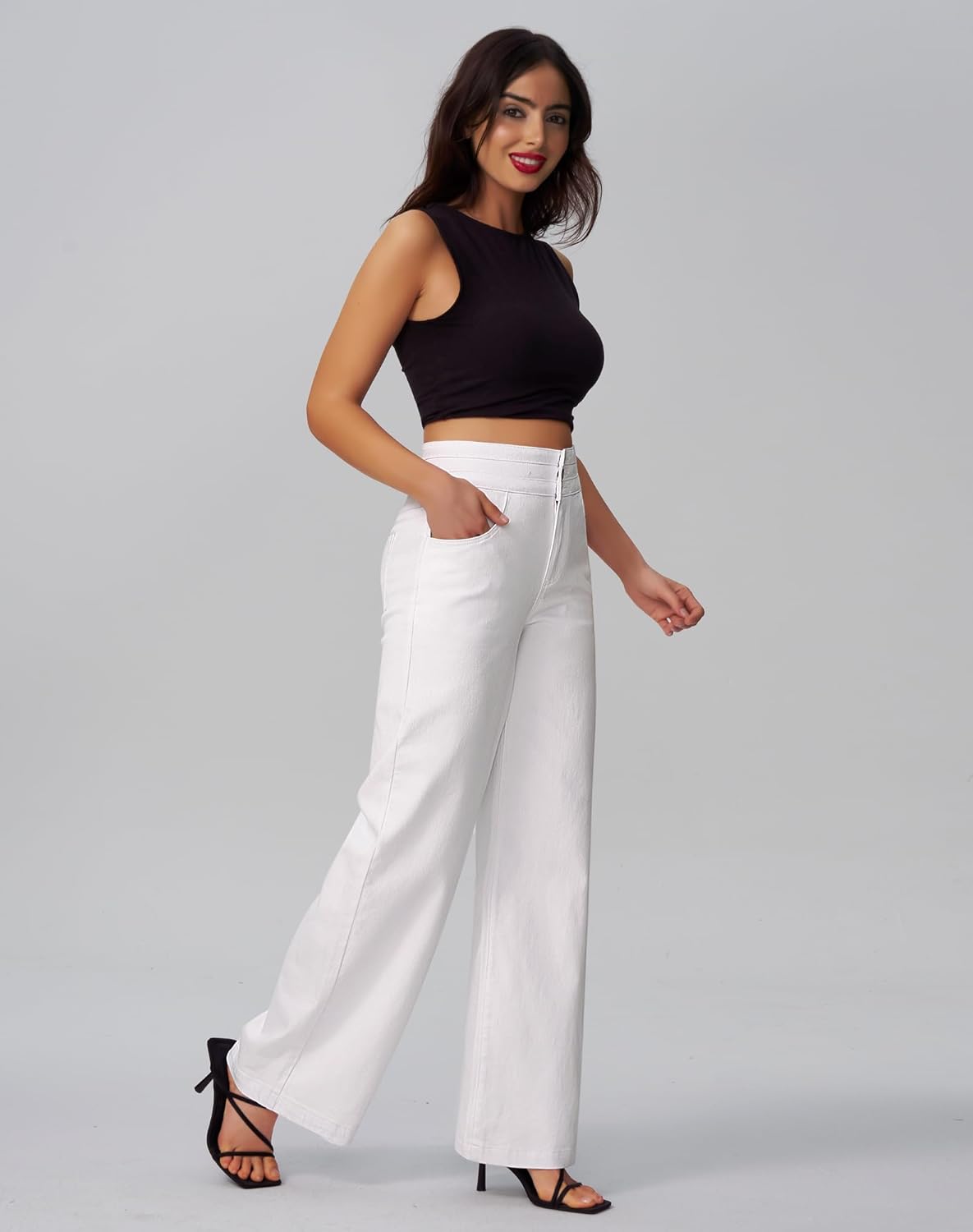 Thumbnail 4 de Roswear Women's Wide Leg Jeans: High-Waisted, Stretchy Comfort with Vintage Flair