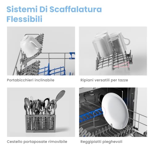 Detalle de COMFEE Lavastoviglie Piccola, 6 Coperti, 6 Programmi, Bianca – compatta e versatile