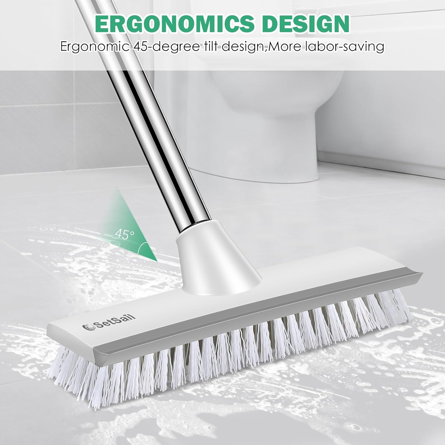 Detalle de Setsail 2-in-1 Floor Scrub Brush with 51-Inch Adjustable Handle