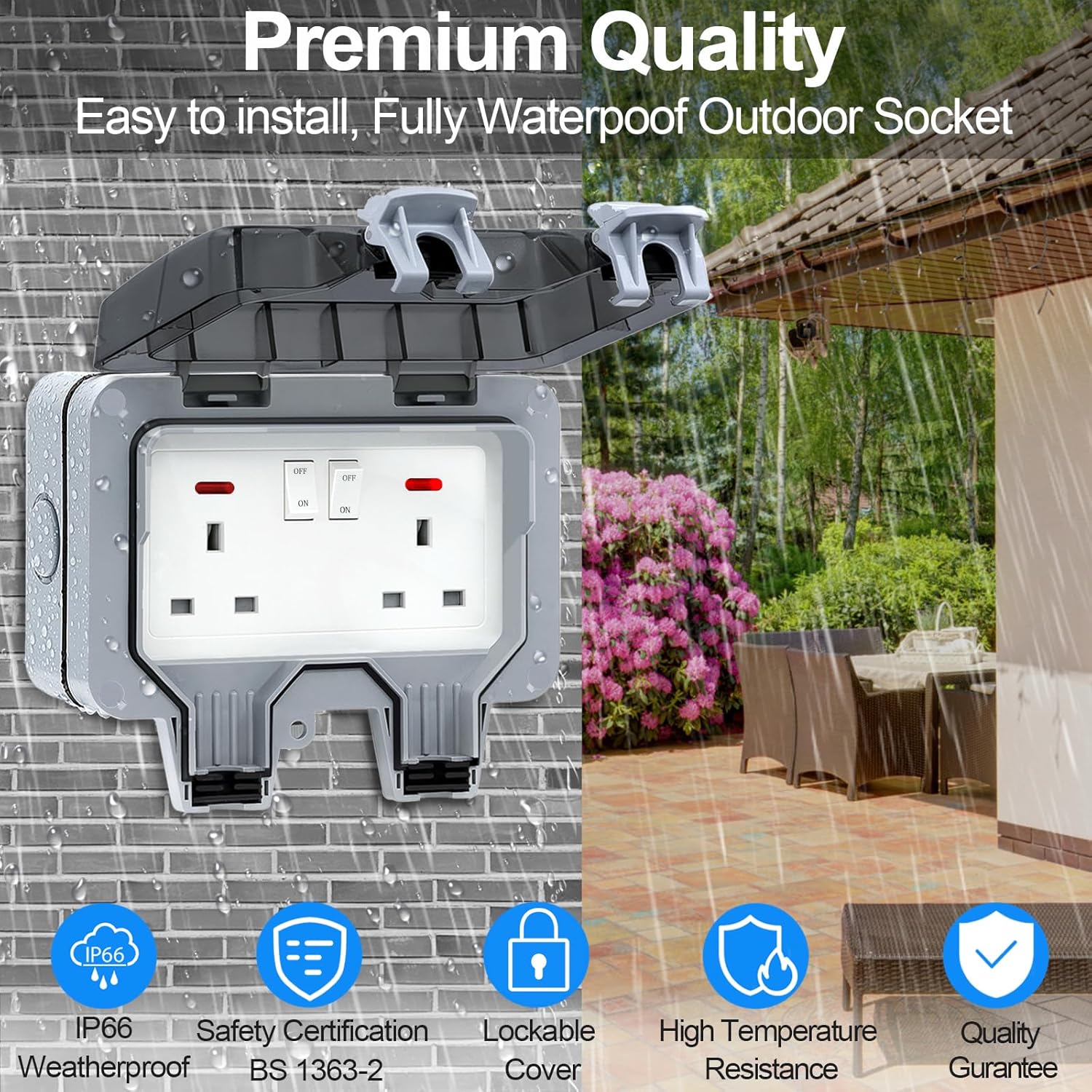 Thumbnail 1 de Weatherproof Double Outdoor Socket IP66 13Amp
