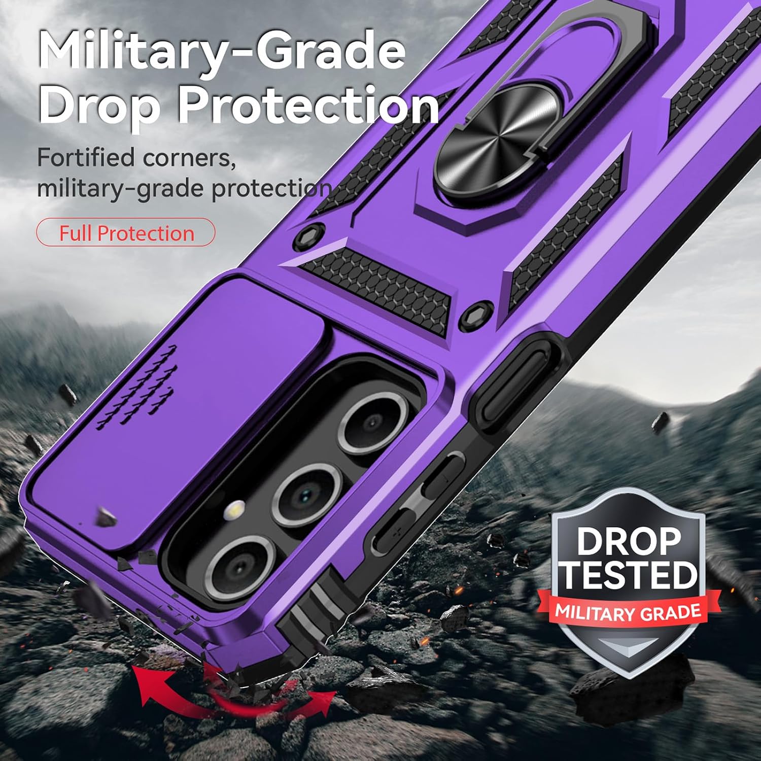 Detalle de Yiakeng Samsung Galaxy A16 5G Case with Screen Protector (Purple) – Military Grade 20ft Drop Tested
