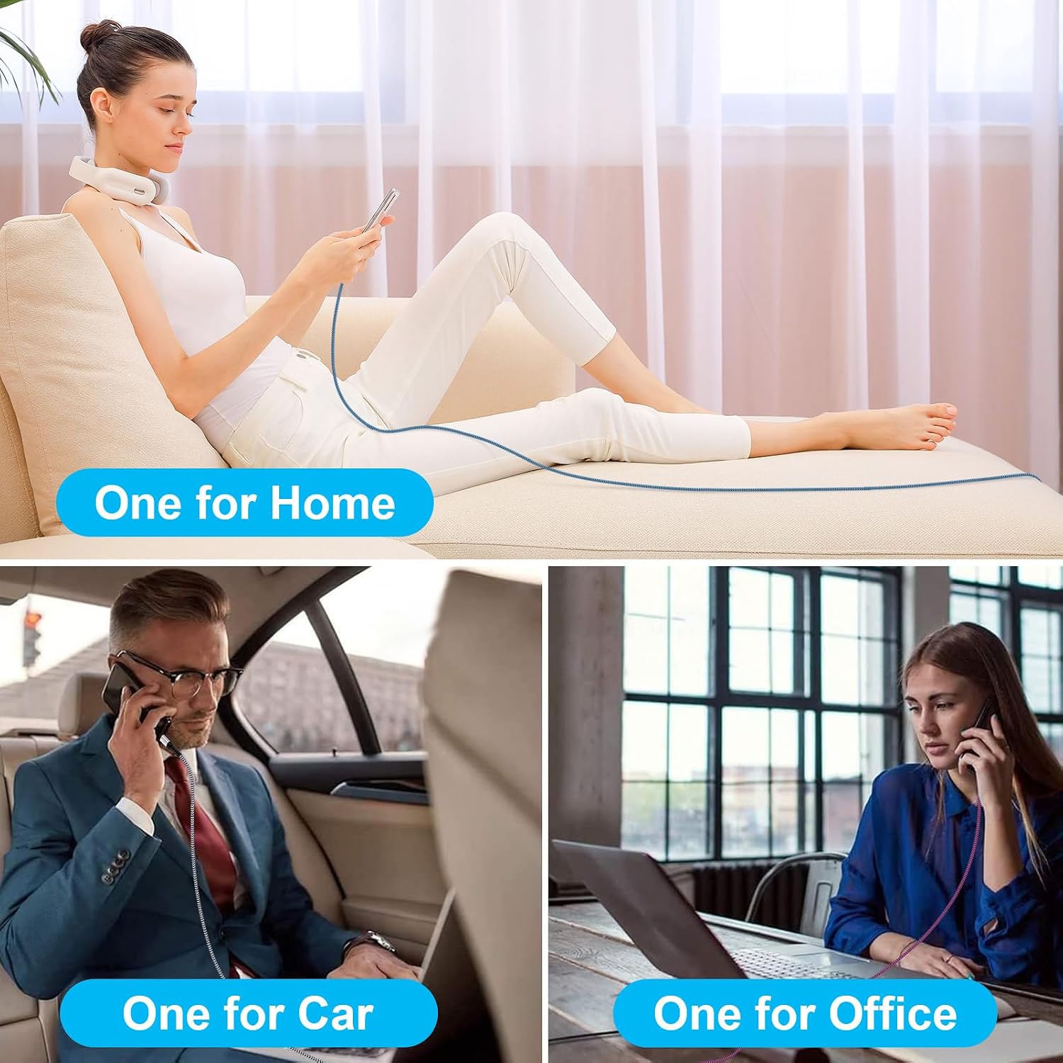 Thumbnail 5 de 10FT/3Pack USB C Cable: 3.1A Fast Charging & Sync for iPhone, Samsung, Pixel