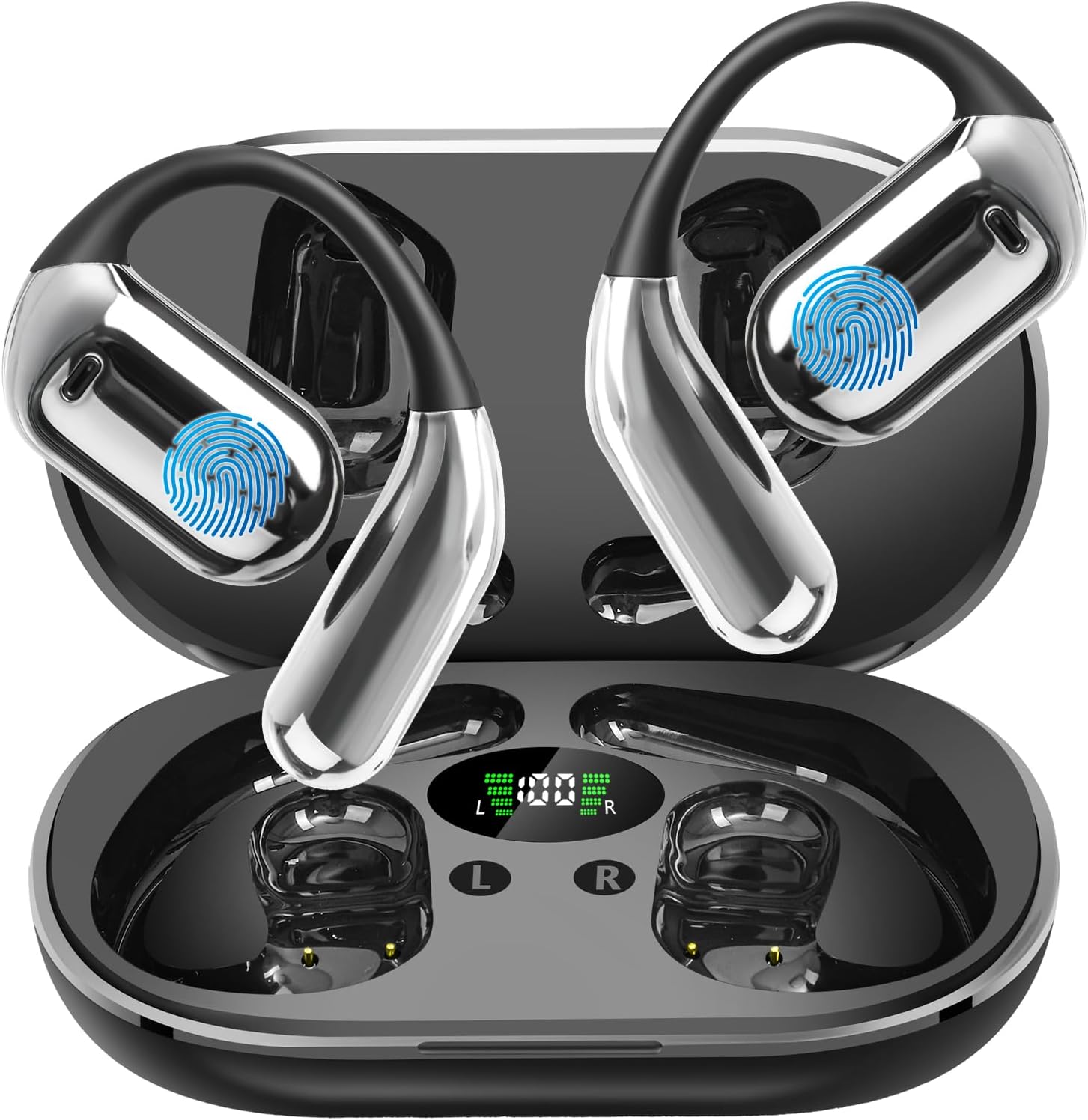 Detalle de Open Ear Headphones Q16: Bone conduction Earbuds with Ergonomic Earhook for sports