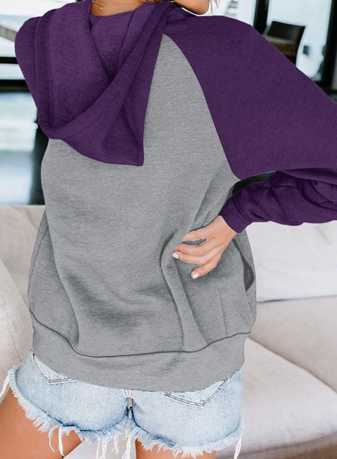 Thumbnail 2 de LACOZY Women's Long Sleeve Zip Up Hoodies: Colour Block Oversized Hoodie with Pockets