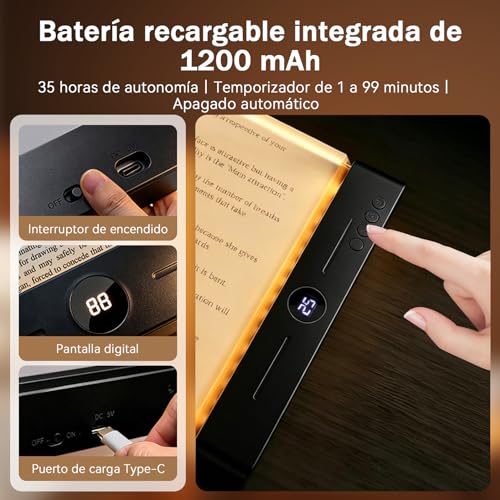 Thumbnail 3 de Luz Plana para Libros Protección Ocular, CMINGKEJI – Lámpara de Lectura para Cama (Negro)