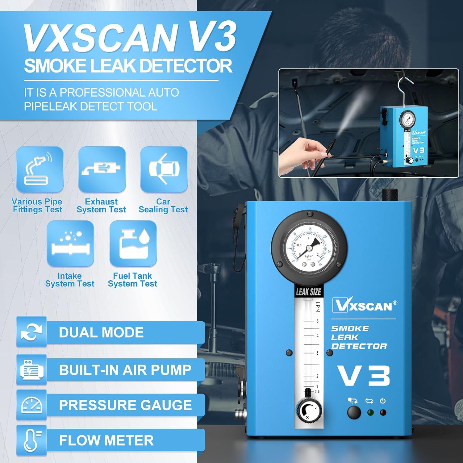 Detalle 2 de VXSCAN V3 Automotive Smoke Machine Leak Detector for EVAP, Vacuum and Fuel Systems (12V)
