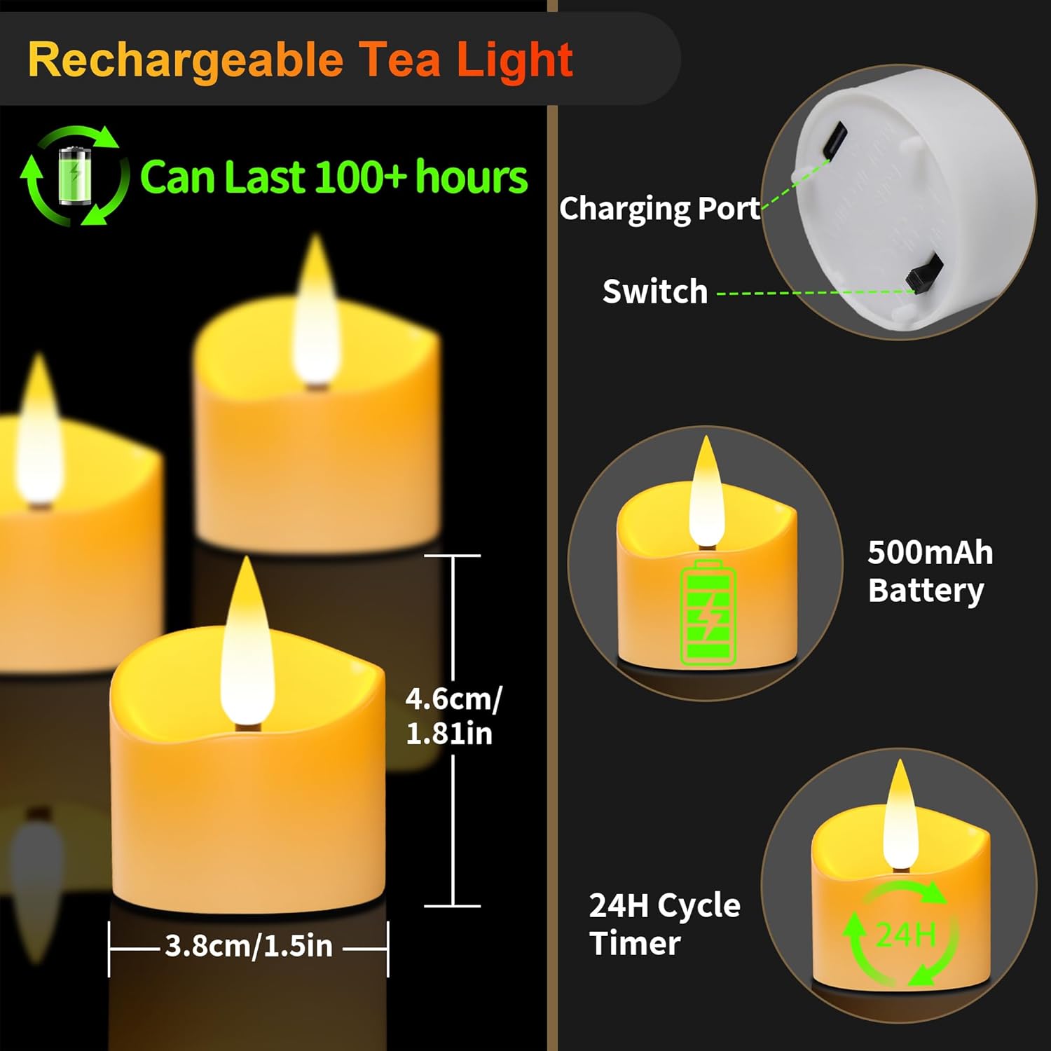 Thumbnail 1 de daphomeu Velas de té LED recargables 100 h